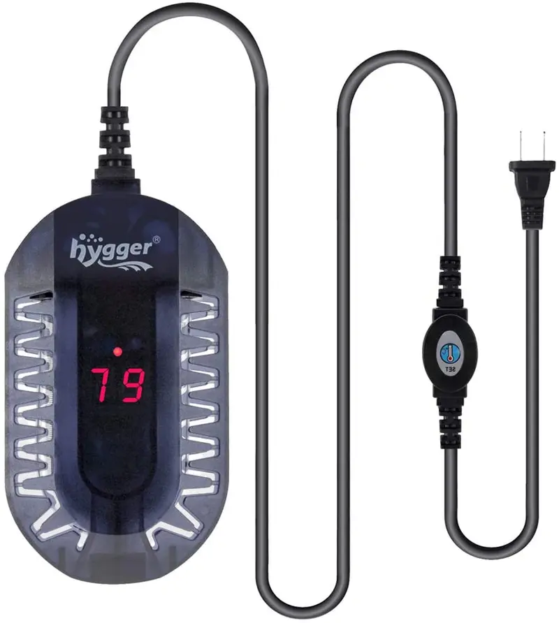 Hygger Mini calentador sumergible para acuario, 50 W, 100 W, LED ajustable, pantalla digital de temperatura, pequeño calentador de tanque para tortuga, Betta, peces, calentador de agua con protección