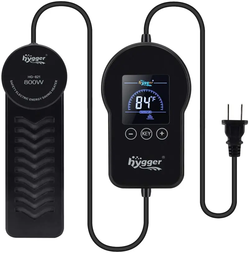Hygger PTC calentador de acuario de calentamiento rápido con controlador de temperatura digital LED 500 W 800 W calentador de peces sumergible para 60 – 180 galones tanque de agua dulce