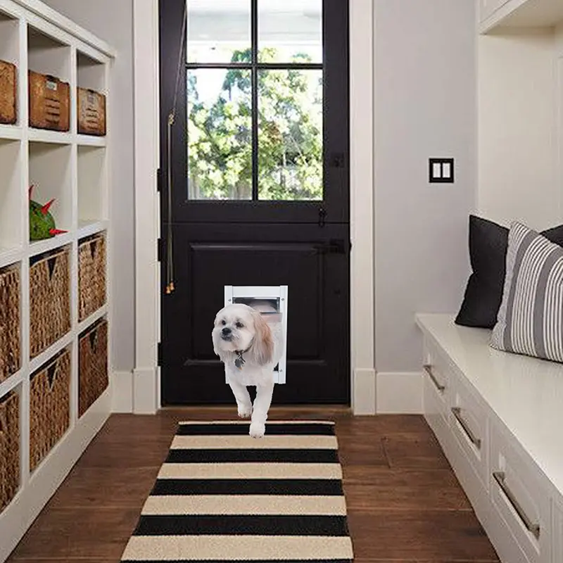 Ideal Pet Products Puerta de aluminio para mascotas con marco telescópico, color blanco
