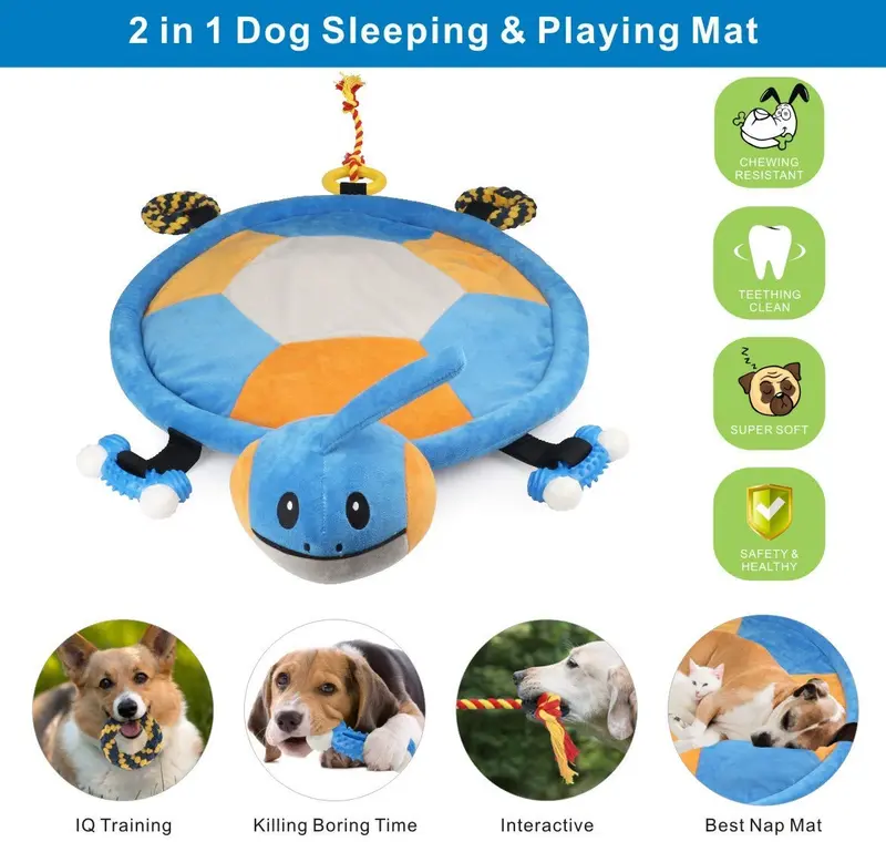 Idepet Dog Bed Mat,Puppy Toy Mat with Multiple Dog Puzzle Interactive Toy Dog Play Mat for Small Medium Dog Cat,20” x 23” (Dog Play Mat)