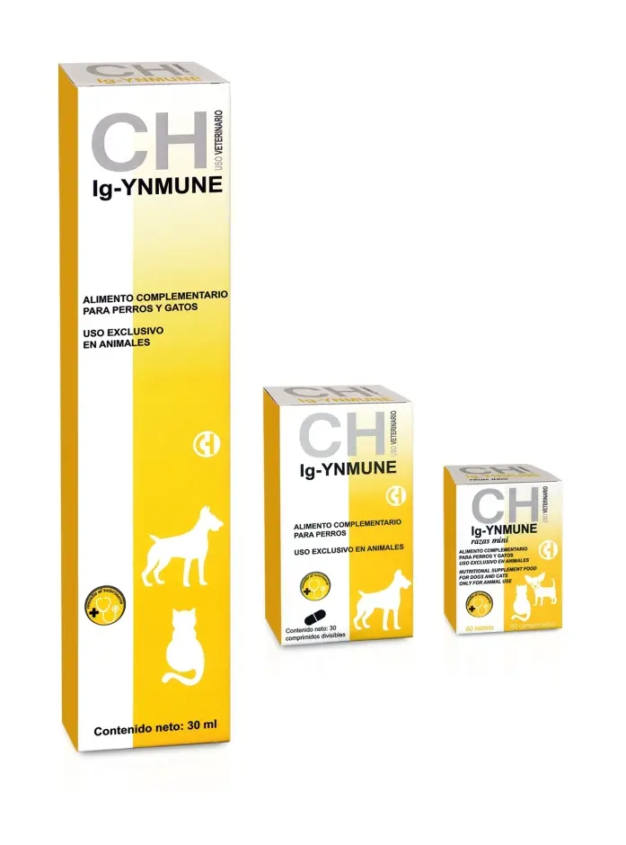 Ig-YNMUNE Razas Mini 60 Comprimidos | Inmunoestimulante para Perros Pequeños y Gatos