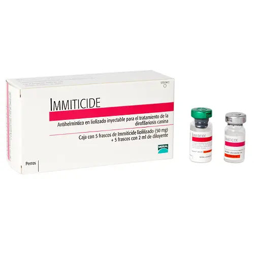 Immiticide Inyectable Perros Caja con 5 dosis (5 frascos ) (Melarsomina )