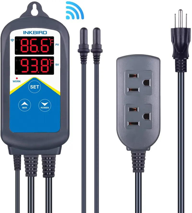 Inkbird ITC-306T Termostato Digital para Acuario, Ouritos de Calefacción Doble Programable Control de Temperatura, con Sonda Impermeable para Acuario