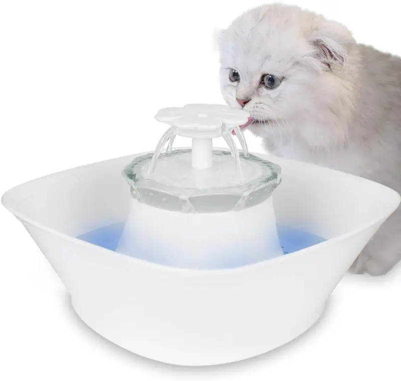 iPettie Clover - Fuente de agua para mascotas con luz LED, ultra silencioso, dispensador de agua para gatos y perros, fuente de alimentación de dos vías con una gran capacidad de 0.6 galones
