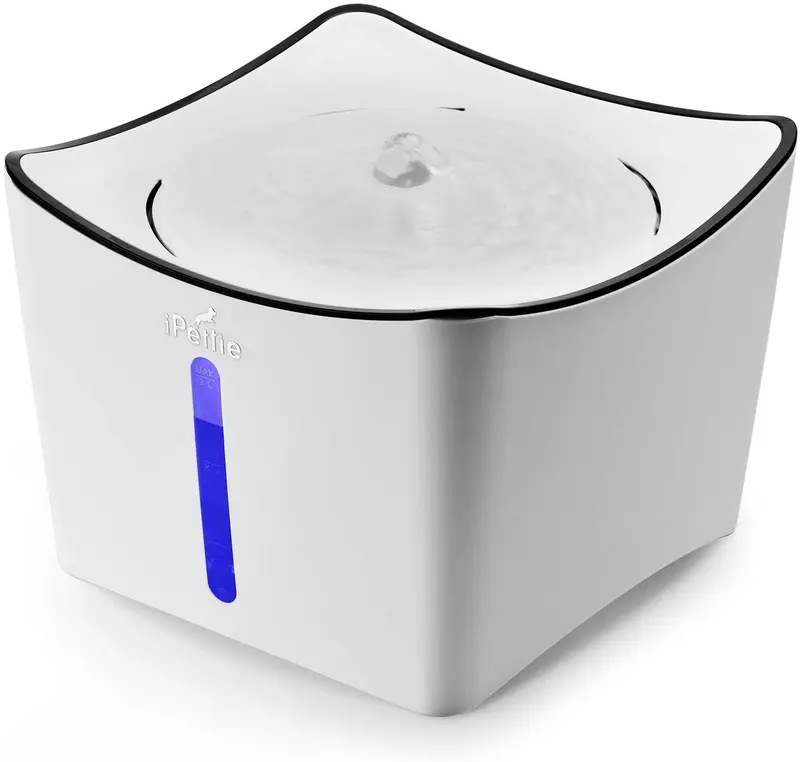 iPettie Kamino - Fuente de agua para mascotas con luz LED para gatos y perros, diseño 2020 | Dispensador de agua automático silencioso de 3 L con bomba de puerto USB y filtros dobles