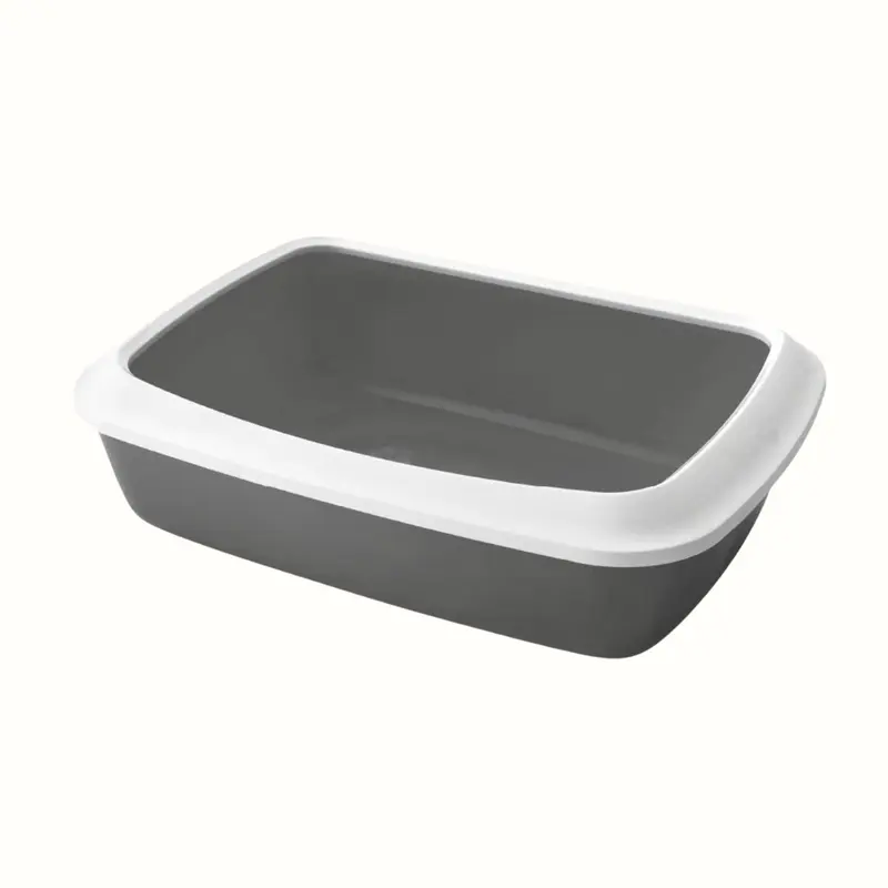 Iriz Arenero Con Aros Pequeño 42X31X12.5Cm Blanco Con Gris Para Gato
