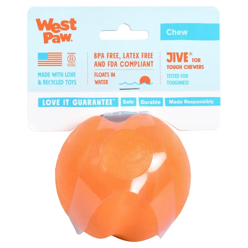 JIVE de West Paw® color Naranja - Pelota de Juguete para Perros