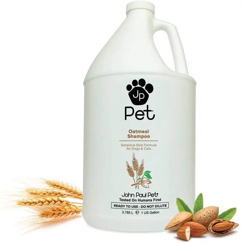 John Paul Pet Champú de avena para perros y gatos, fórmula de piel sensible calma e hidrata la piel seca y el pelo