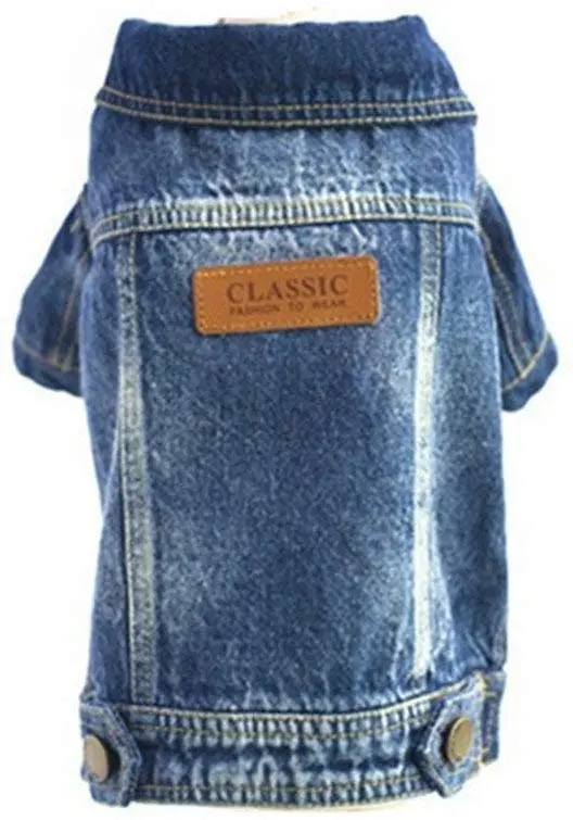 joopet mascota perro ropa gato Blue Jean Denim Ropa Cachorro Coat chamarra Botón Frontal Outfit