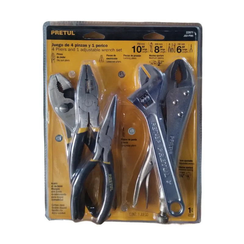 JUEGO 4 ALICATES Y 1 LLAVE EXPANSIVA 22971
