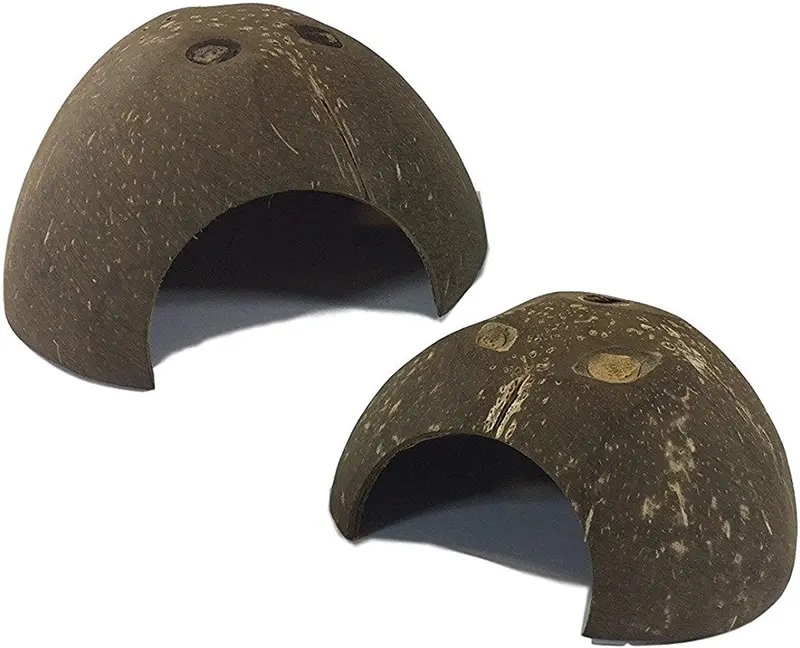 Juego de 2 Coco Shell Hut – hábitat Natural Hideout para arañas Hermit, cangrejos, reptiles, hamsters, peces
