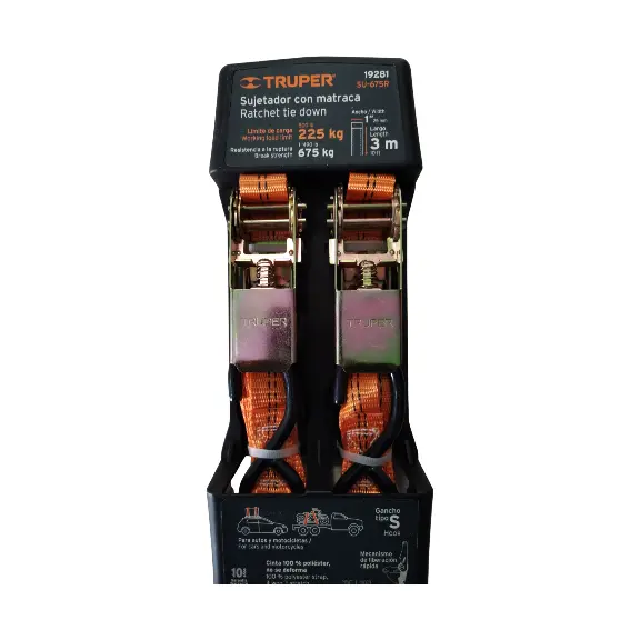 JUEGO DE 2 ESLINGAS CON RATCHET CARGA MAX 675KG 19281