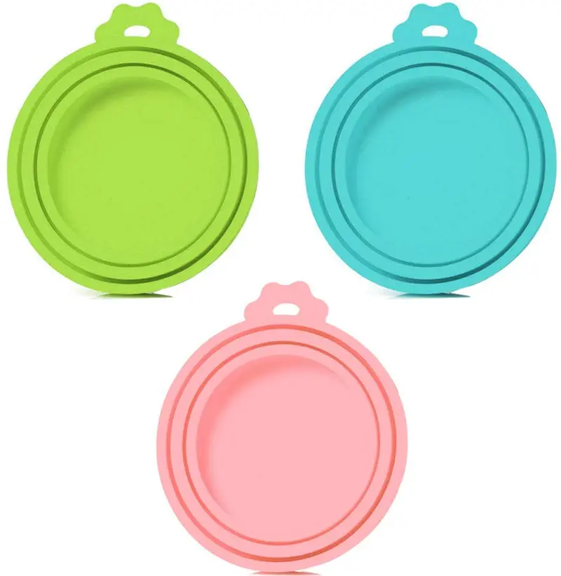 Juego de 3 tapas universales de silicona para comida de perros y gatos, 1 para 3 tamaños estándar sin BPA y lavavajillas, azul, verde y rosa