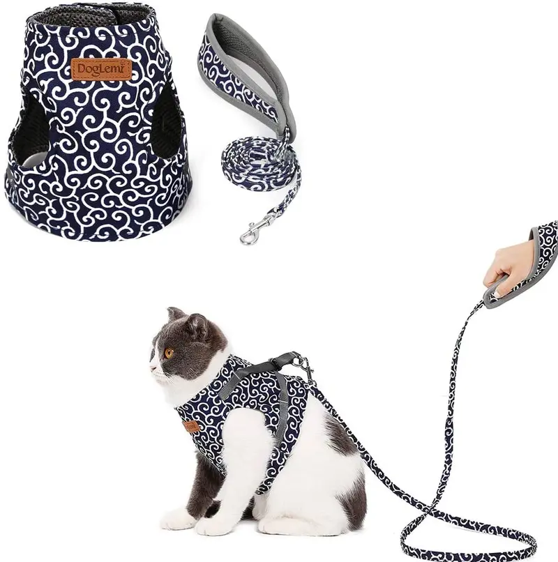 Juego de arnés y correa para gatos de Kismaple, ajustable suave malla transpirable con arnés para gatos gatitos
