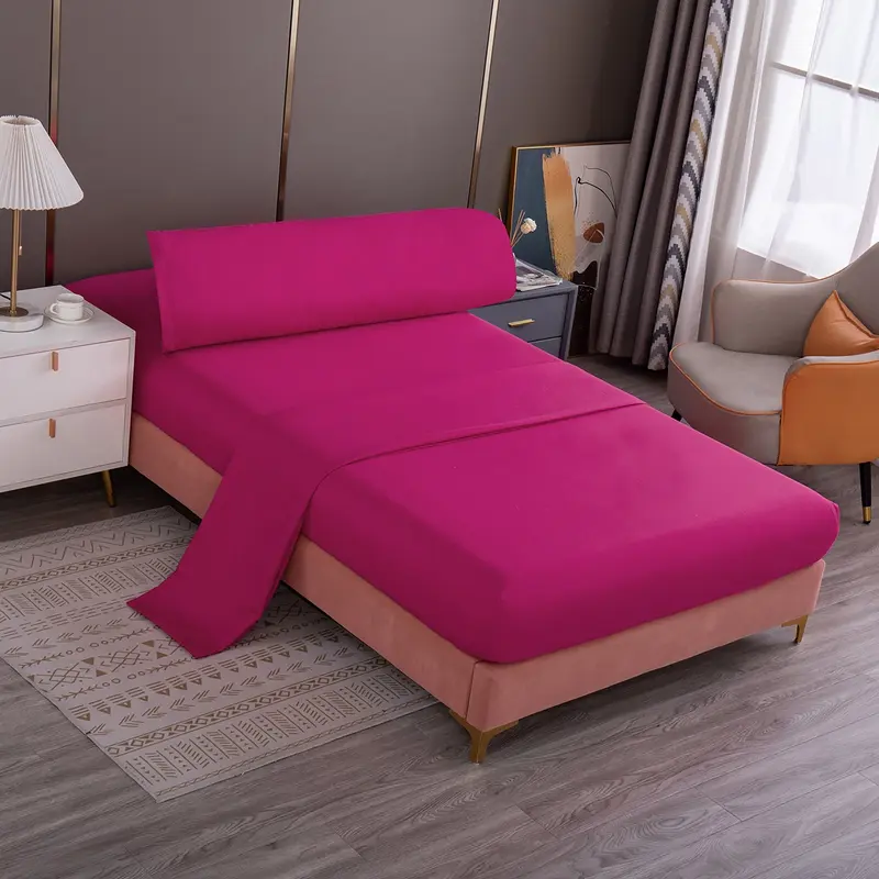 Juego de Sábanas Microfibra Liso - Fucsia