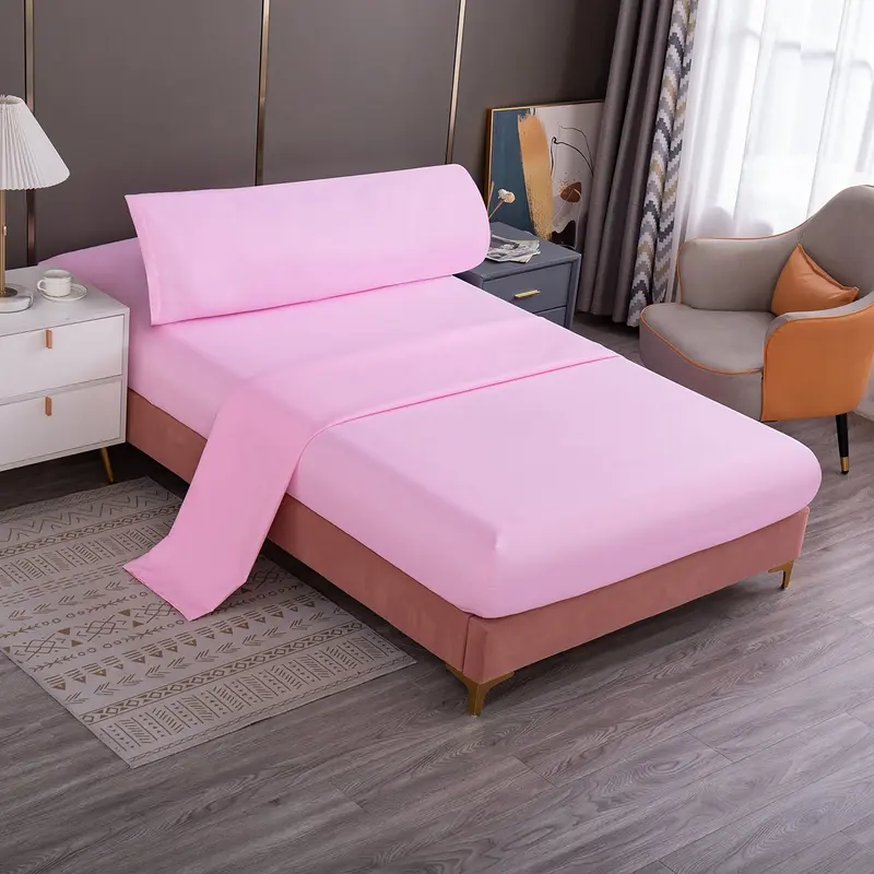 Juego de Sábanas Microfibra Liso-Rosa