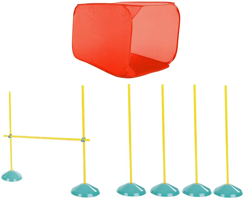 Juego para principiantes de agilidad Zip Zoom para perros, de interior, con túnel, postes para zigzaguear, obstáculos de salto de altura por Outward Hound