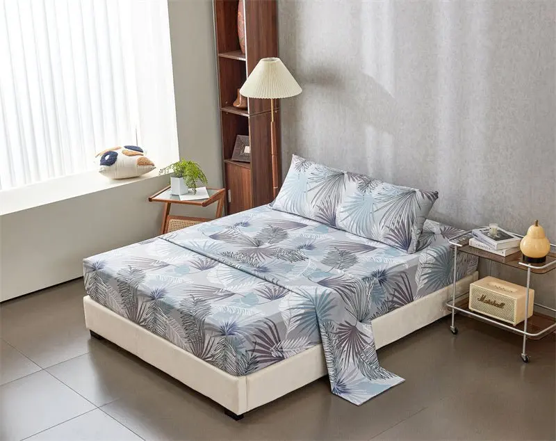 Juego Sábanas Estampada para Cama 3 Piezas Sábana Bajera Ajustable, Encimera, Funda de Almohada 12