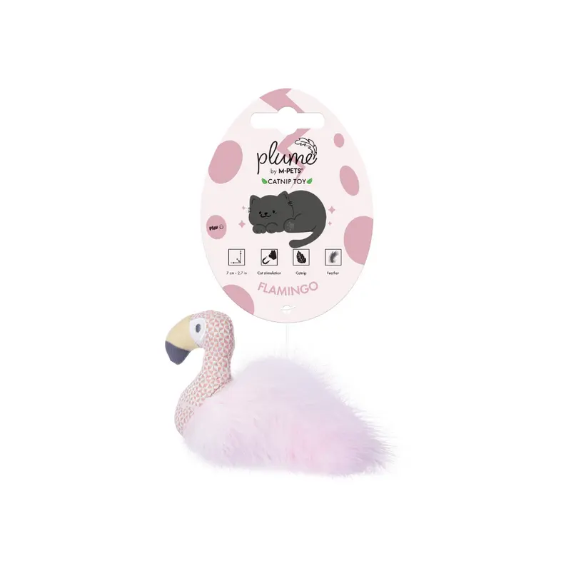 Juguete con Plumas y Catnip PLUME Flamingo (Flamenco) para Gato | M-PETS®