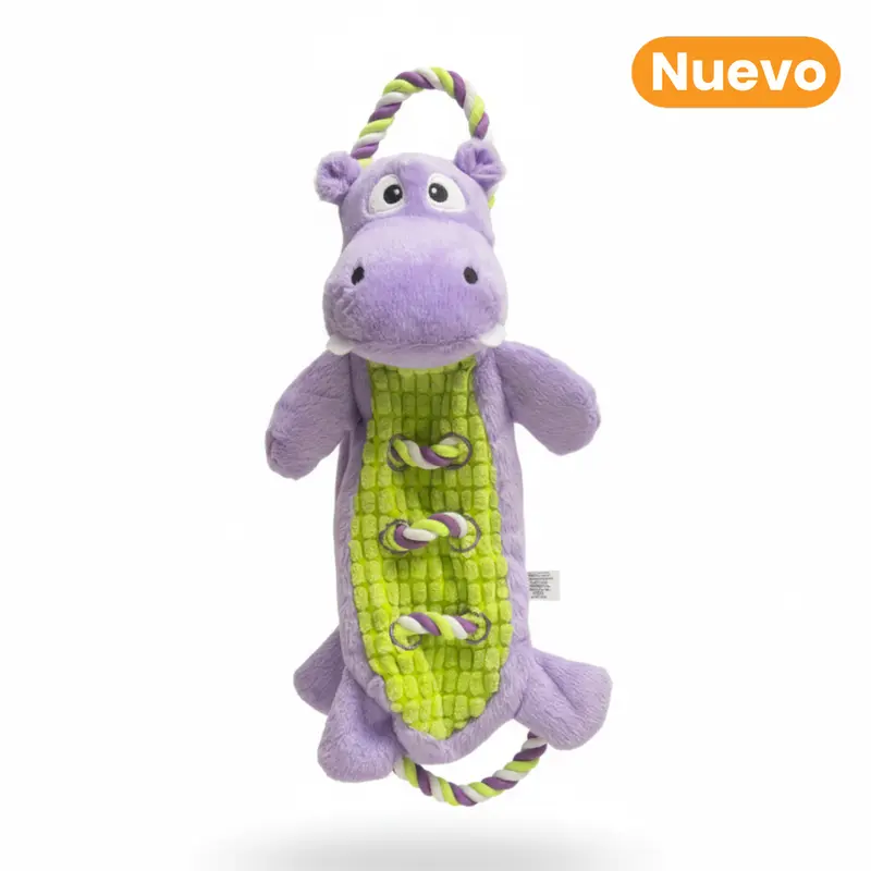 Juguete de Peluche Hipopótamo con Cuerda y Sonido Kanu Pet para Perro