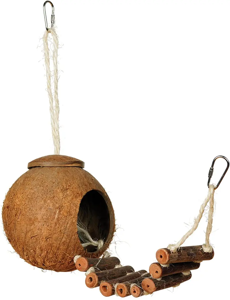 Juguete de Prevue Hendryx 62801 Naturals, paraíso del coco con escalera para aves