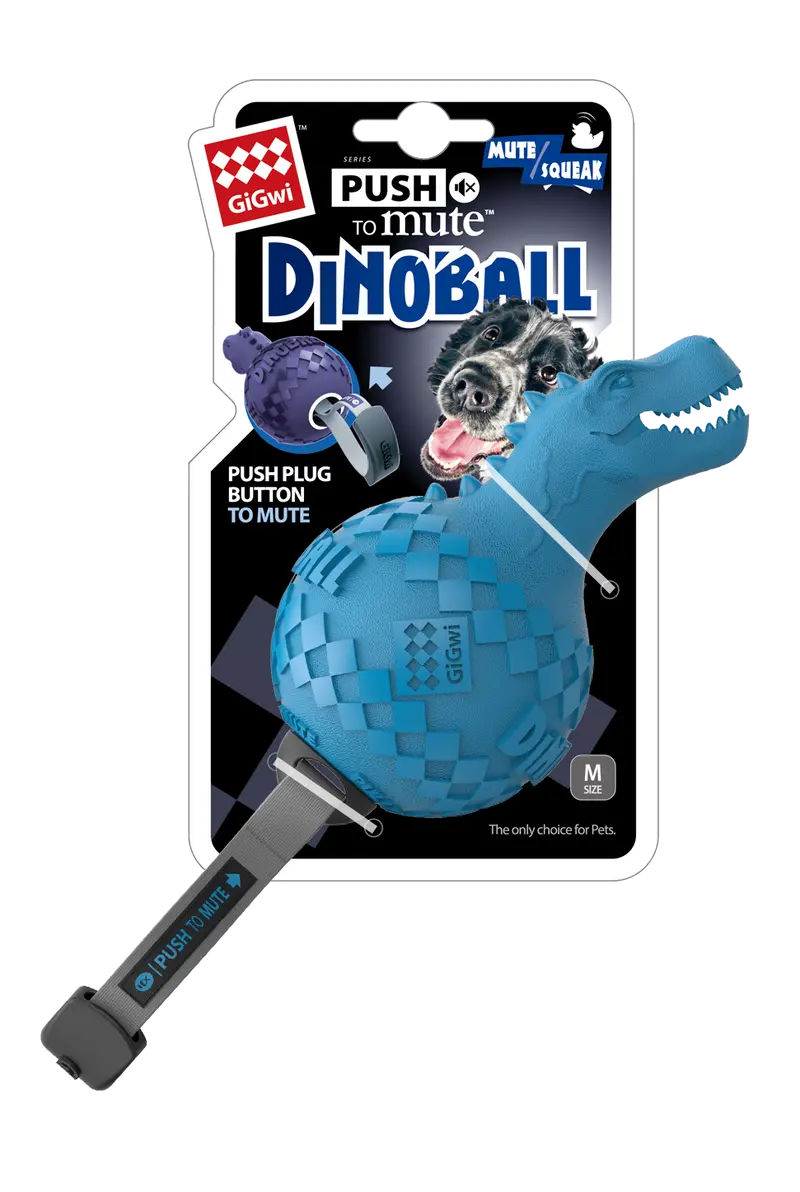 Juguete Gigwi Perro Dinoball T-Rex Push To Mute Azul