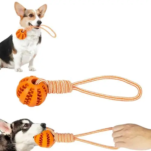 Juguete mordedor con cuerda y pelota para perros