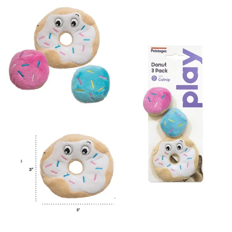 Juguete Peststages Gato Peluche Donas x 3 Unidades