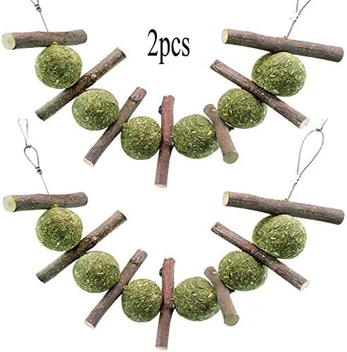 Juguetes para masticar los dientes, chinchilla trata palos de bambú orgánicos naturales de manzana para conejos, cobayas, hámsters (2 unidades)