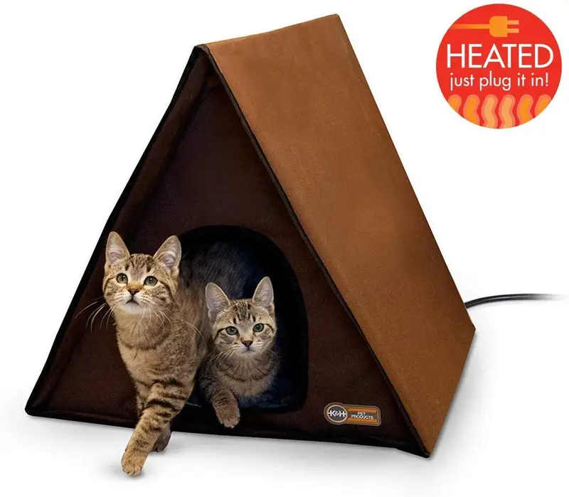 K&H Pet Products Multi-Kitty marco en A para exteriores, color chocolate, 35 x 20.5 x 20 pulgadas