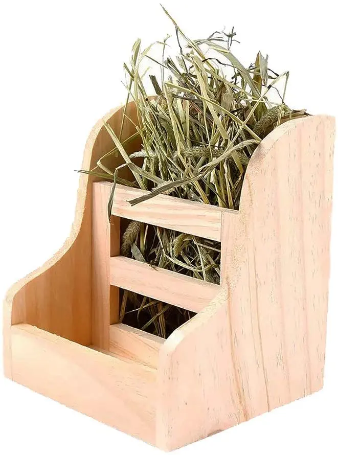 Kathson - Comedero de madera para conejos, cobayas y chinchelas