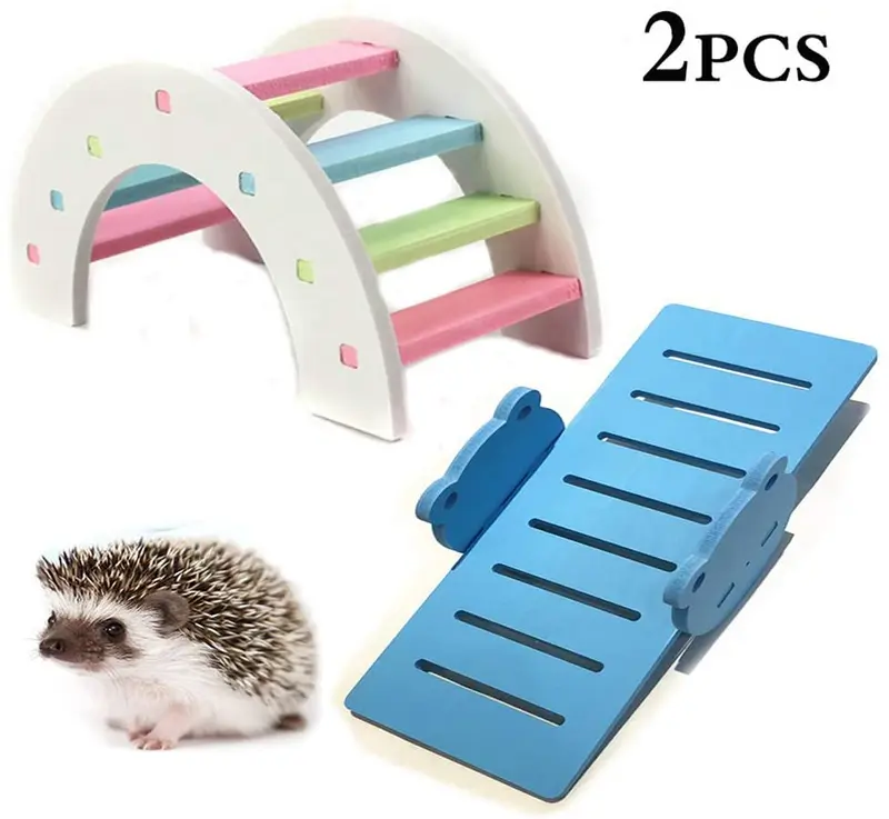 kathson Play puente hámster balancín pequeños animales, juguete de hámster para mouse y hámster enano ratones Parque infantil paquete de 2