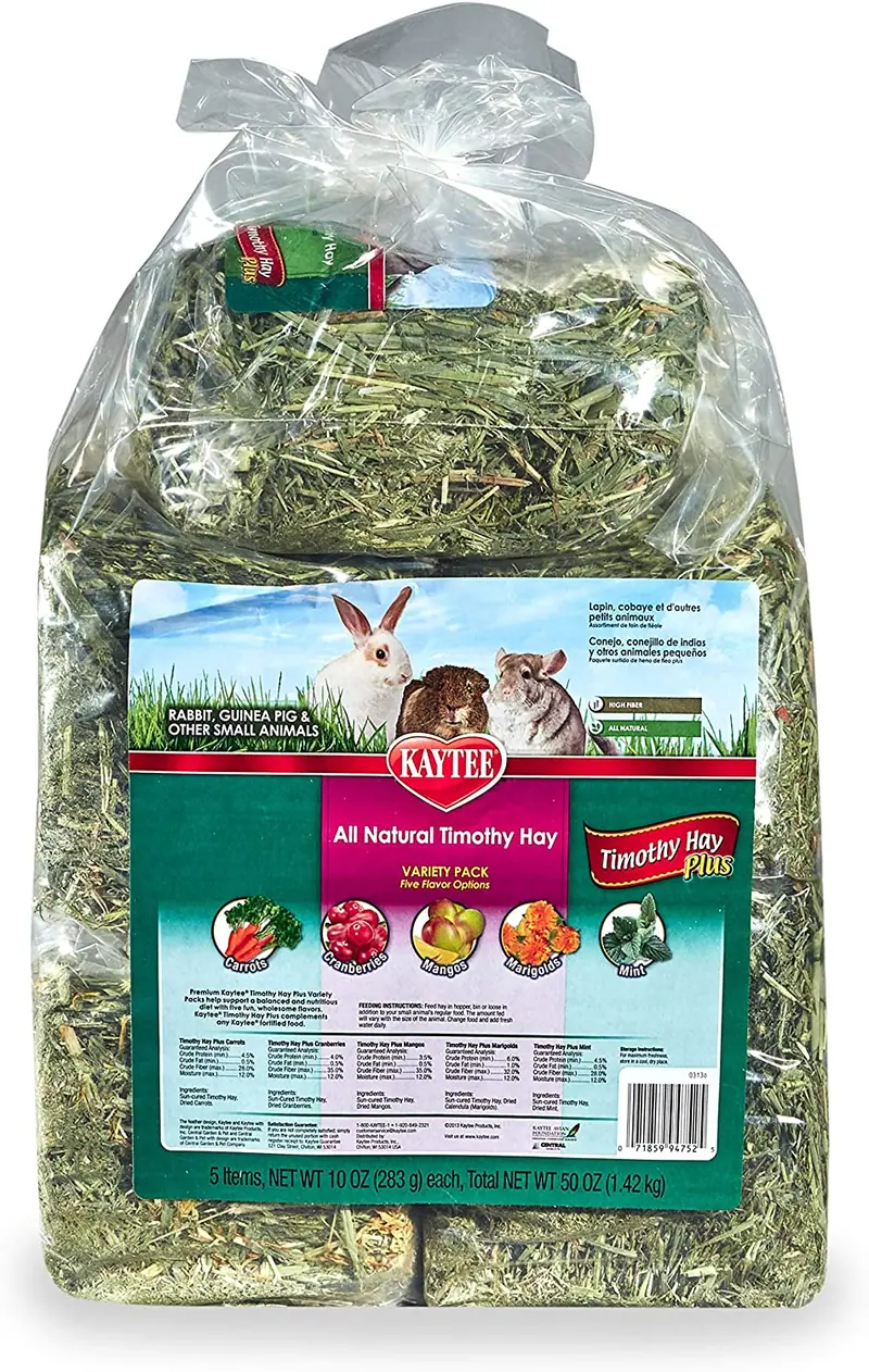 Kaytee All Natural Timothy Hay Plus Variety Pack for Rabbits & Small Animals