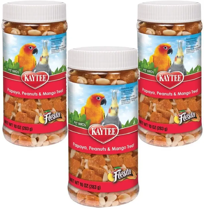 Kaytee Fiesta Papaya Peanut y mango Treat para todos los Pájaros, 10-Ounce Jar (Pack de 3)