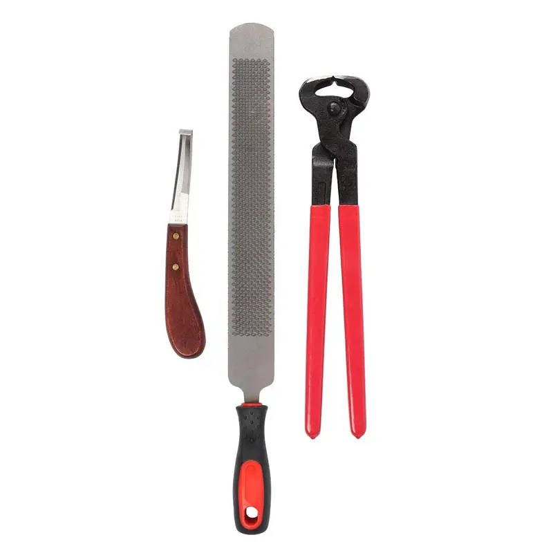Kit de herramientas de corte de pezuña de caballo, herramientas profesionales para recortar la capucha, tijeras de metal equinas para caballos, pezuñas, cuchillos y herramientas estables