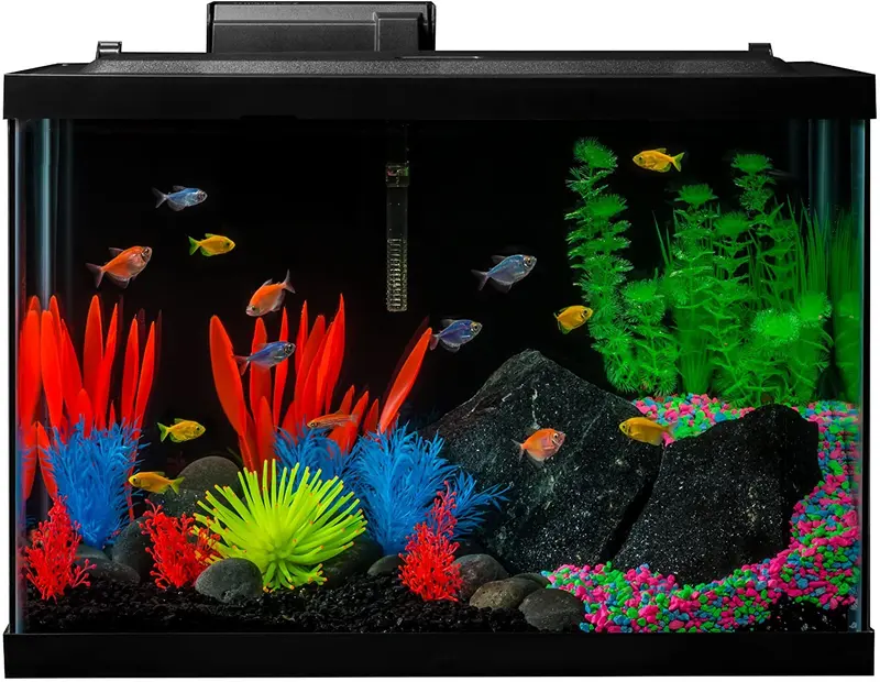 Kit de tanque de peces GloFish, incluye iluminación LED y decoración