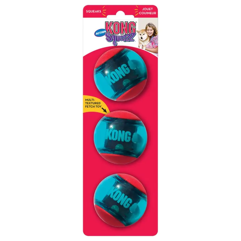 Kong Pelotas Squeezz Action Med 3Pz