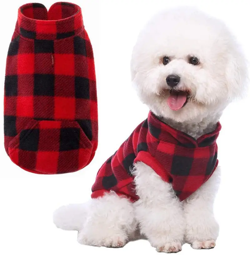 KOOLTAIL - Chaleco de forro polar para perro con bolsillo para mascotas, color rojo
