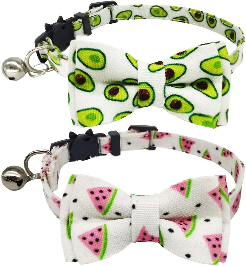 KUDES - Juego de 2 collares para gatos con corbata de lazo y campana para gatos y otros perros pequeños, ajustables de 7.9 – 10.5 in