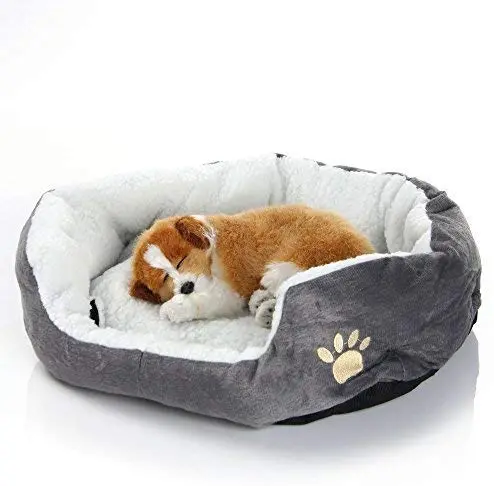 La La Pet Cama para mascotas, sofá, casa, alfombrilla, para gato, perro, cachorro, 19.69 pulgadas por 15.75 pulgadas por 5.91 pulgadas (gris, pequeño)