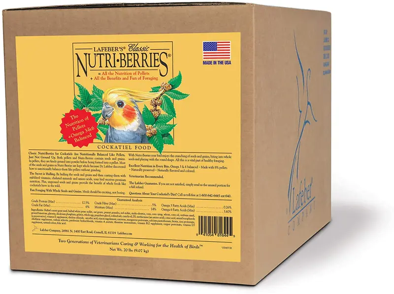 LAFEBER'S Classic Nutri-Berries - Alimento para pájaros para mascotas, fabricado con ingredientes no OMG y de grado humano, para cacatúas