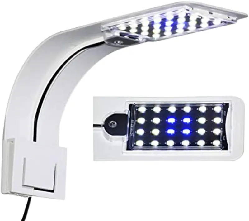 Lámpara LED para acuario de 10 W, muy delgada, 5730, para iluminación de plantas acuáticas (cuerpo blanco + luz azul)