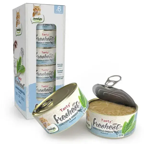 Lata Tasty Freshest Pollo y Te Verde 80g Caja