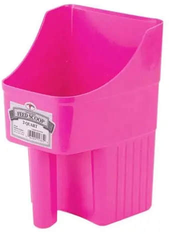 Little Giant cuchara de alimentación cerrada de plástico (rosa caliente) resistente, duradera, apilable, con marcas de medición (3 cuartos de galón) (Número de artículo 153850)