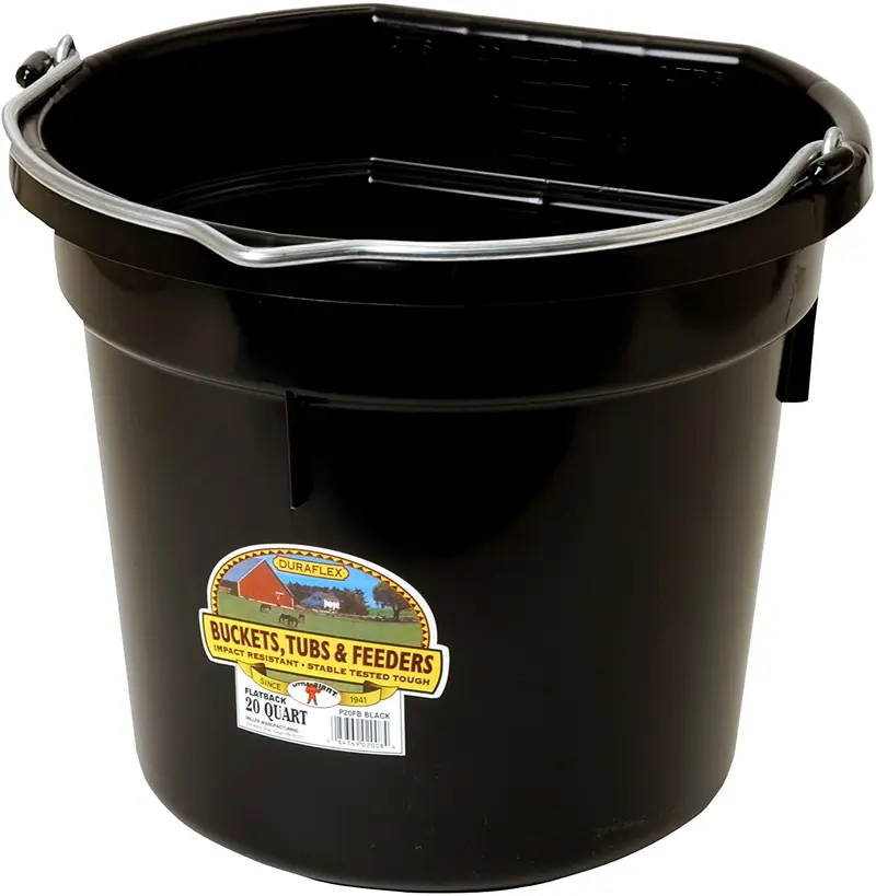 Little Giant P20FBBLACK Cubo plano de plástico negro de 20 cuartos de galón