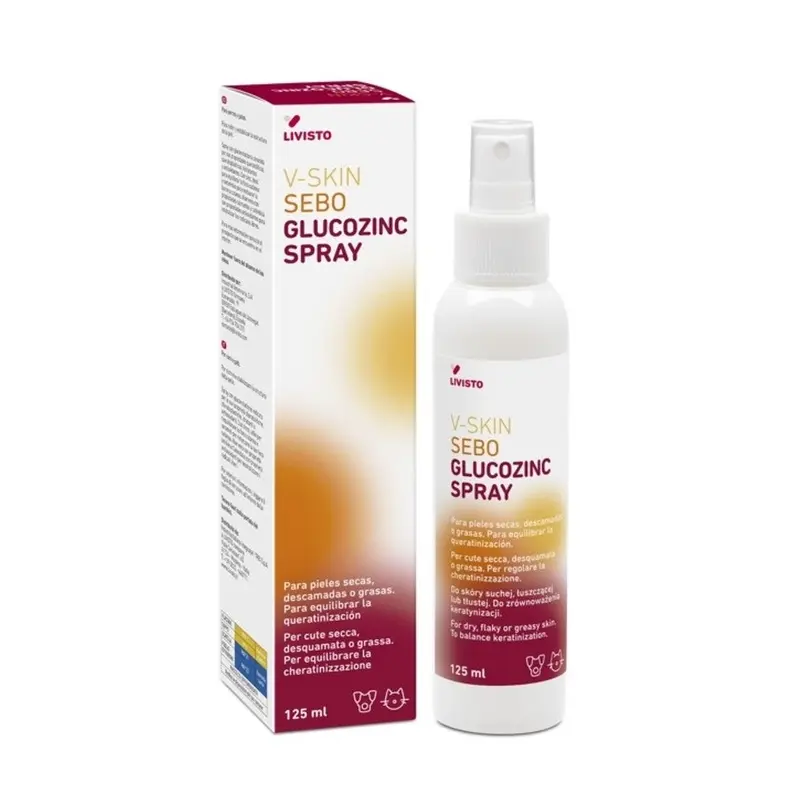 Livisto V-Skin Sebo Glucozinc Spray para perro y gato 125 M