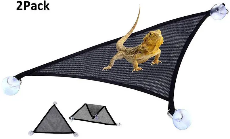 Lizipai - Hamaca de lagarto, 2 unidades, para dragones barbudos, geckos, Iguanas y cangrejos ermitaño, triangular, negro, 13.0 x 13.0 x 18.9 in