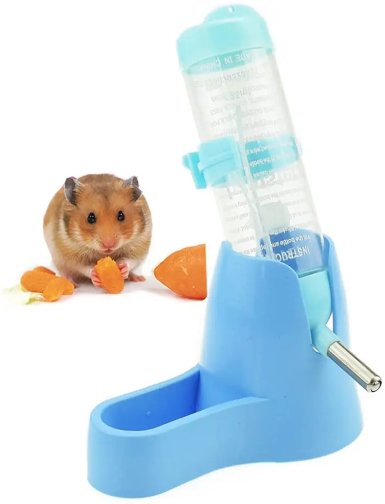 Lonni Hamster Water Bottle, 125 ML Small Animal Water Bottle Water Auto Dispenser with Food Container Base for Hamsters Rabbit Gerbil