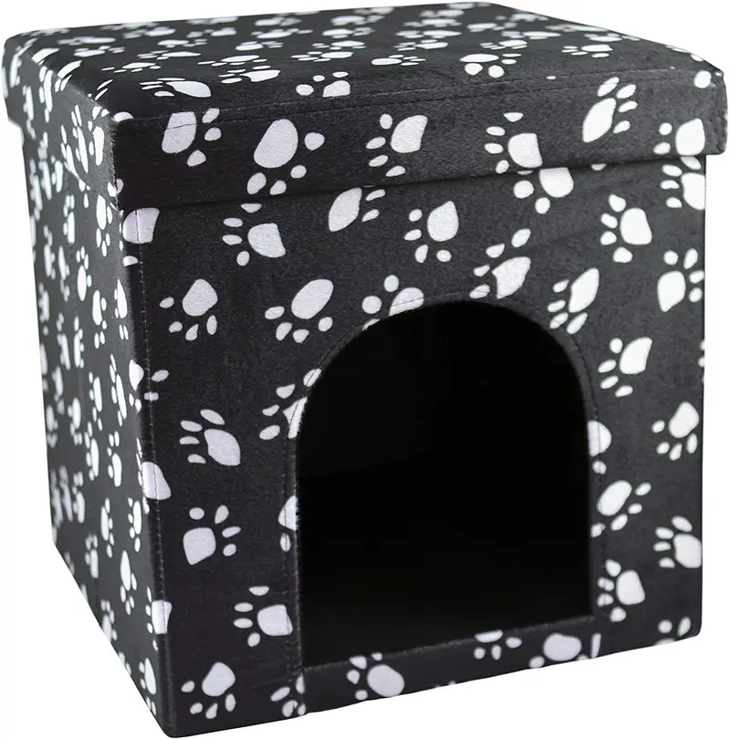 love2pet Foldable Portable Cat Paw Palace, carbón/blanco (Charcoal with White Paw Prints)