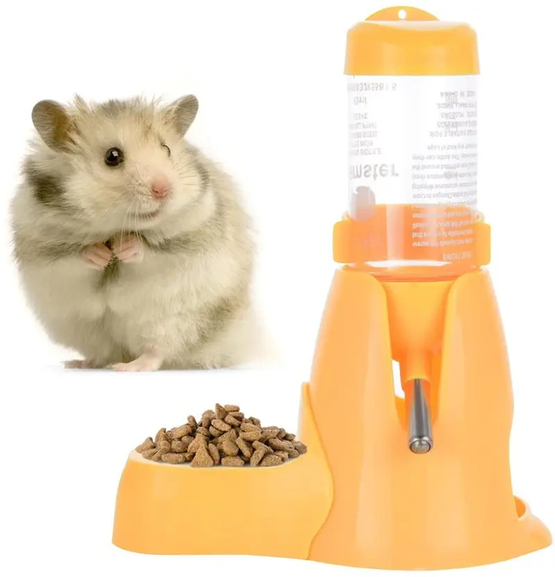 lpet estación de hámster alimentador automático de agua Bebedero Botella dispensadora 80 ml Alimentos Tazón mascota contenedor para animales pequeños (Rosa)